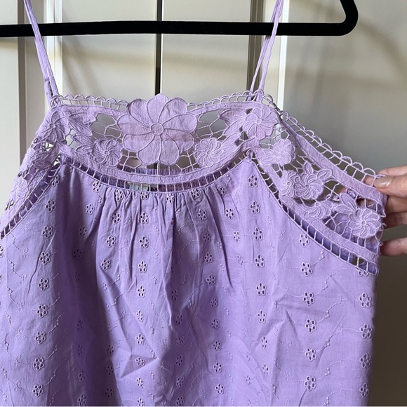 NWT Sundance Calabria Camisole Embroidered Lace Top lilac adjustable straps sz L - Picture 5 of 9